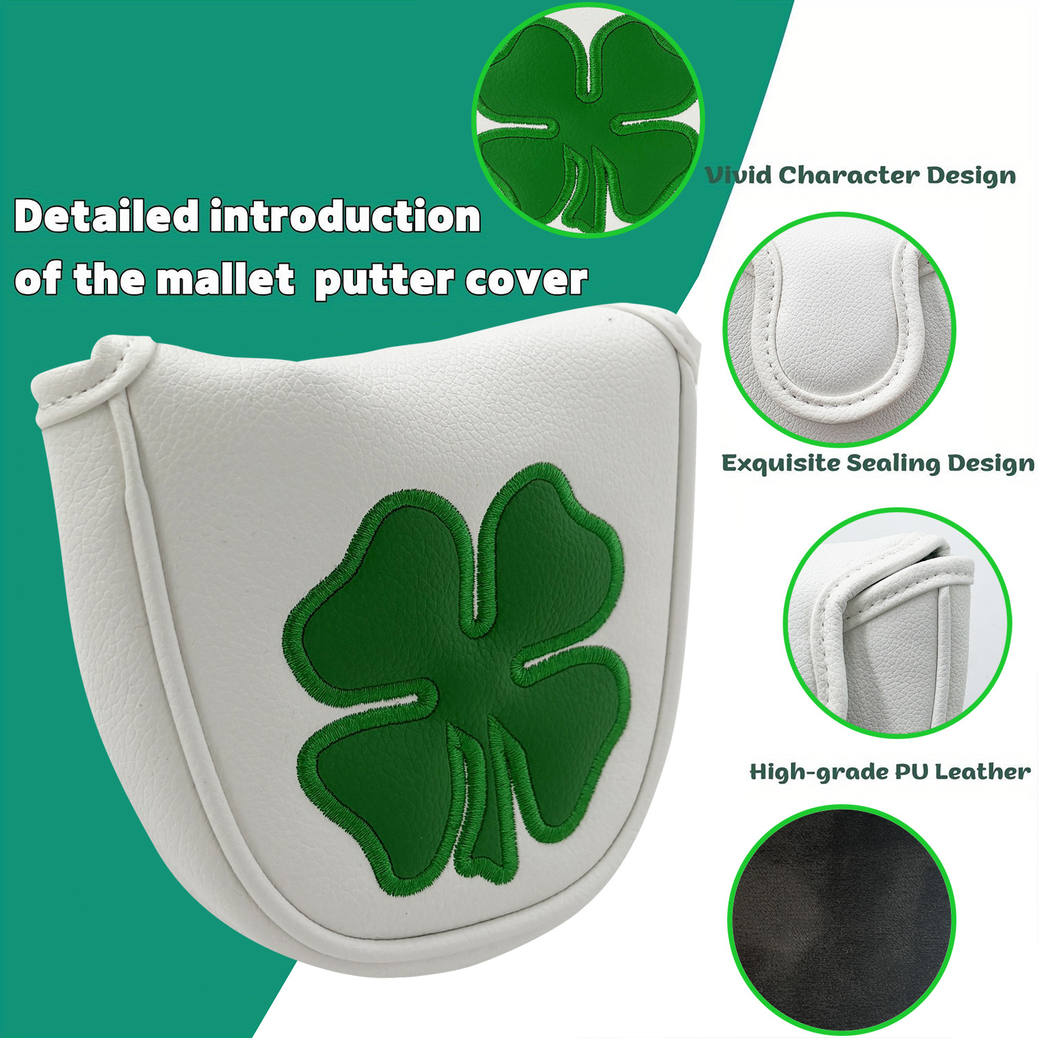 1pc Putter Head Cover, 'Clover - Golf Tees 评论和价格
